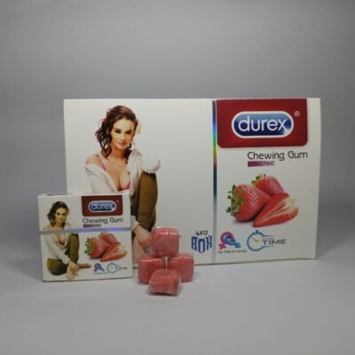 Durex Long Time Chewing Gum | Strawberry Flavour | 12 Piece Box